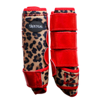 Load image into Gallery viewer, LEOPARD WITH RED SPARKLE VELCRO SPLINT BOOT (PAIR)