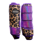 Load image into Gallery viewer, LEOPARD WITH PURPLE SPARKLE VELCRO SPLINT BOOT (PAIR)