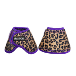 Load image into Gallery viewer, LEOPARD WITH PURPLE SPARKLE VELCRO BELL BOOTS