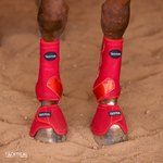 Load image into Gallery viewer, RED WITH SPARKLE VELCRO BELL BOOTS