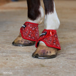 Load image into Gallery viewer, RED BANDANA WITH SPARKLE VELCRO BELL BOOTS