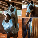 Load image into Gallery viewer, BLUE METALLIC LYCRA HOOD BUNDLE