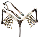 Load image into Gallery viewer, BLUSHED ROSE WITH FRINGE LEATHER TACK SET