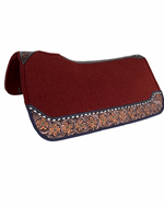 Load image into Gallery viewer, BURGUNDY TOOLED LEATHER SADDLE PAD