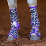 Load image into Gallery viewer, LEOPARD WITH PURPLE SPARKLE VELCRO SPLINT BOOT (PAIR)