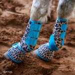 Load image into Gallery viewer, LEOPARD WITH TURQUOISE SPARKLE VELCRO SPLINT BOOT (PAIR)