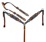 Load image into Gallery viewer, PAINTED SKY BEADED INLAY LEATHER TACK SET