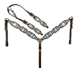 Load image into Gallery viewer, TEAL SERAPE DARK OIL LEATHER TACK SET
