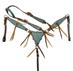 Load image into Gallery viewer, TURQUOISE GATOR CHEST PLATE LEATHER TACK SET