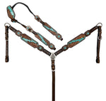 Load image into Gallery viewer, TURQUOISE STAMPEDE TOOLED LEATHER TACK SET