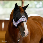 Load image into Gallery viewer, PURPLE PEONY DELUXE FLY MASK WITH EARS