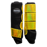 Load image into Gallery viewer, BLACK WITH GOLD SPARKLE VELCRO SPLINT BOOT (PAIR)
