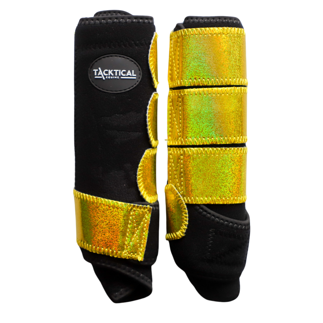 BLACK WITH GOLD SPARKLE VELCRO SPLINT BOOT (PAIR)