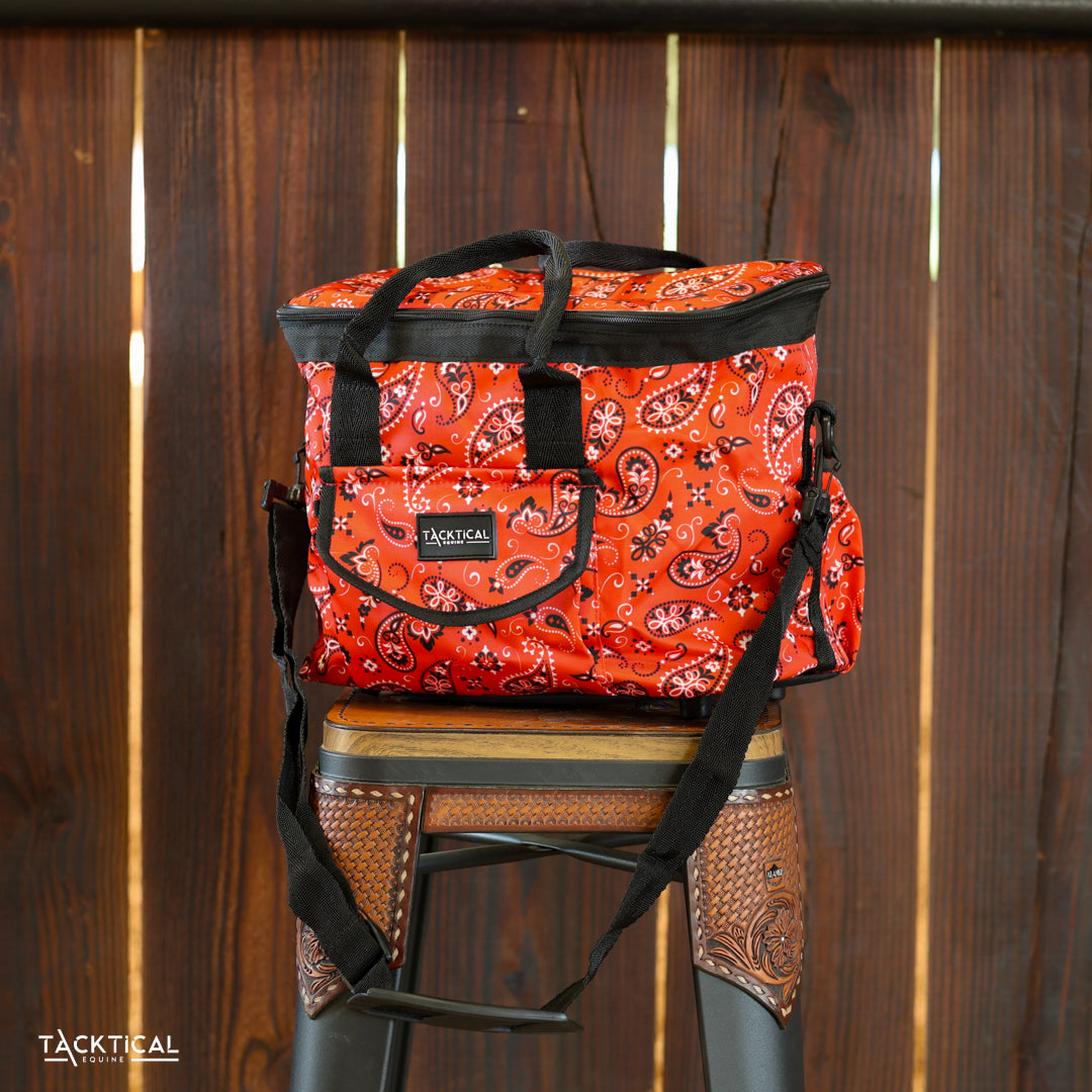 RED BANDANA HELMET/GROOMING COMBO BAG