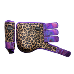 Load image into Gallery viewer, LEOPARD WITH PURPLE SPARKLE VELCRO SPLINT BOOT (PAIR)
