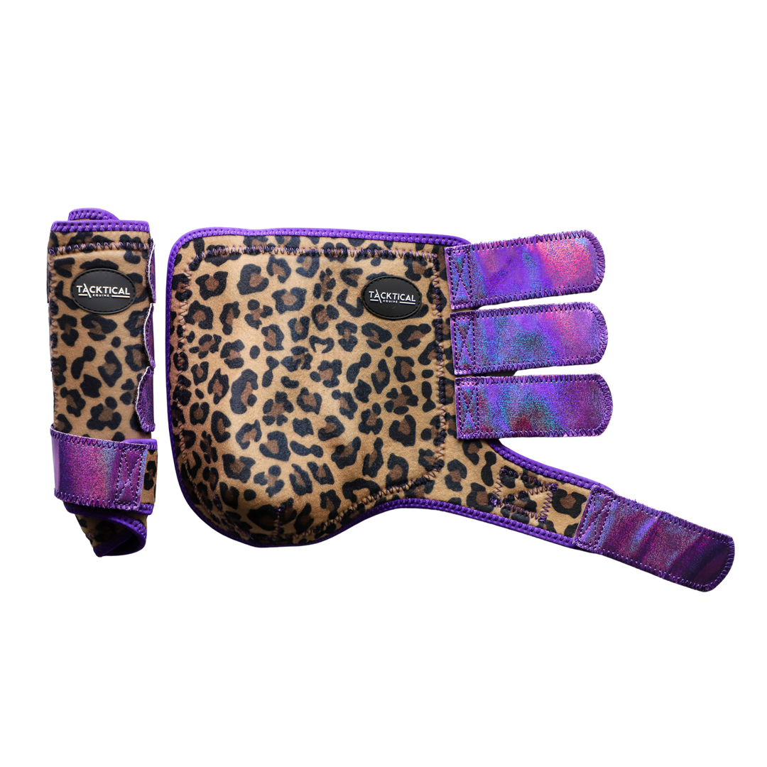 LEOPARD WITH PURPLE SPARKLE VELCRO SPLINT BOOT (PAIR)