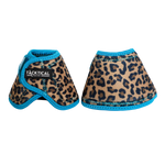 Load image into Gallery viewer, LEOPARD WITH TURQUOISE SPARKLE VELCRO BELL BOOTS
