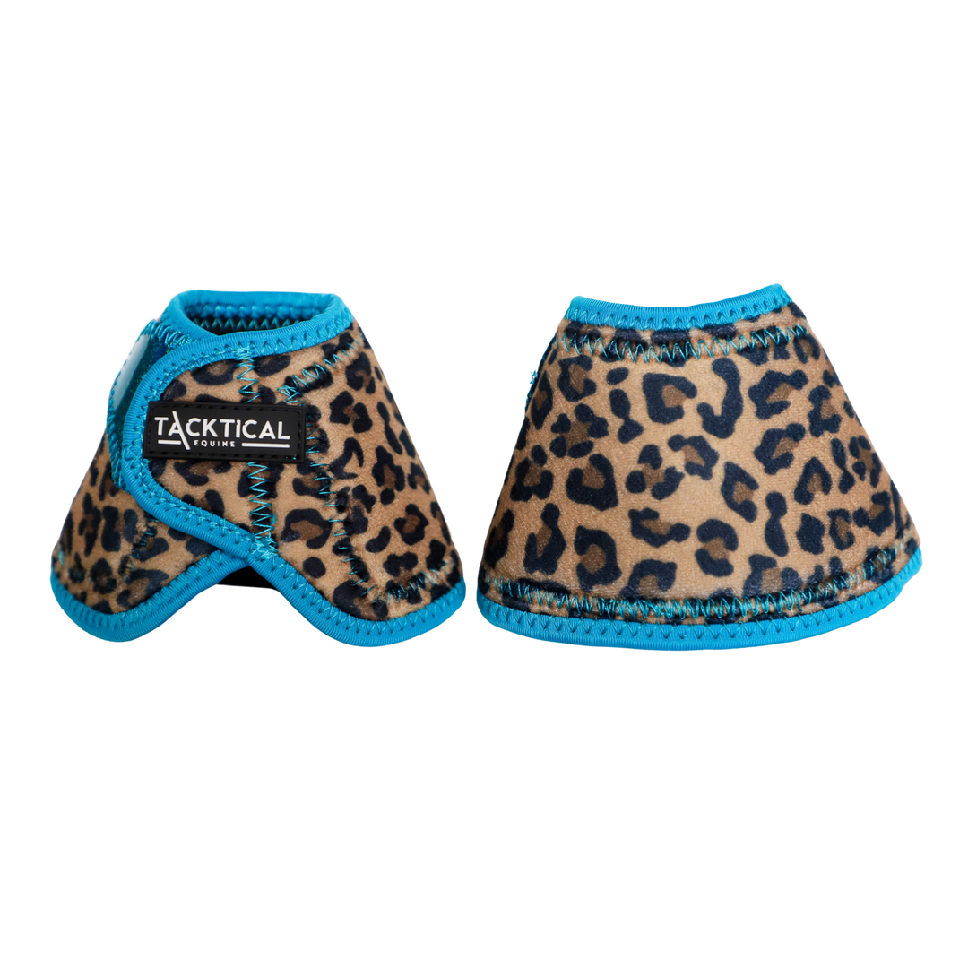 LEOPARD WITH TURQUOISE SPARKLE VELCRO BELL BOOTS