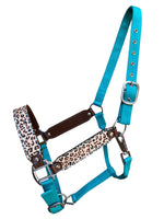 Load image into Gallery viewer, LEOPARD AND MINT LEATHER HALTER
