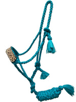 Load image into Gallery viewer, LEOPARD AND MINT MULE TAPE HALTER WITH LEADROPE
