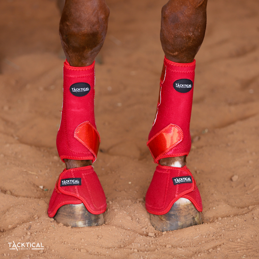 RED WITH SPARKLE VELCRO BELL BOOTS