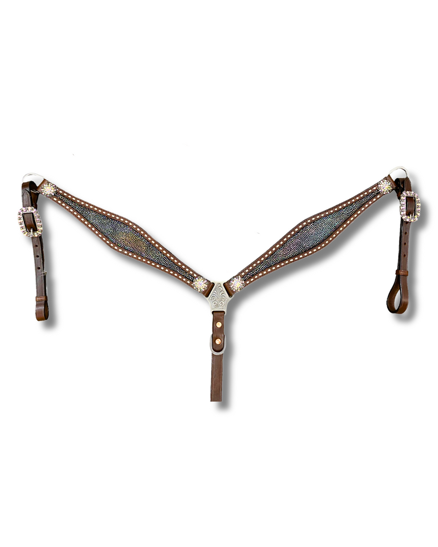 IRIDESCENT LEATHER BREASTCOLLAR