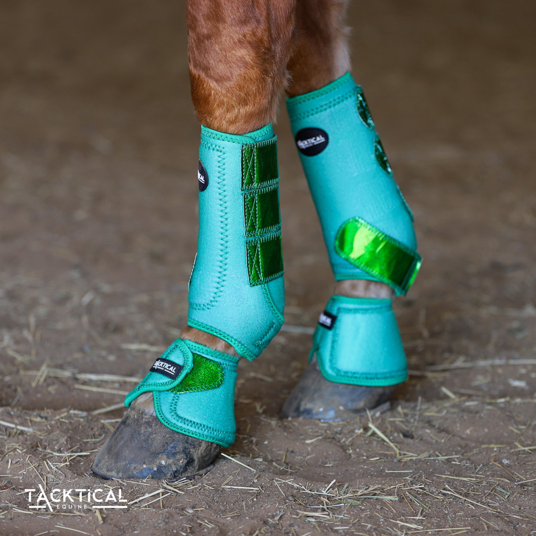 KELLY GREEN WITH SPARKLE VELCRO BELL BOOTS