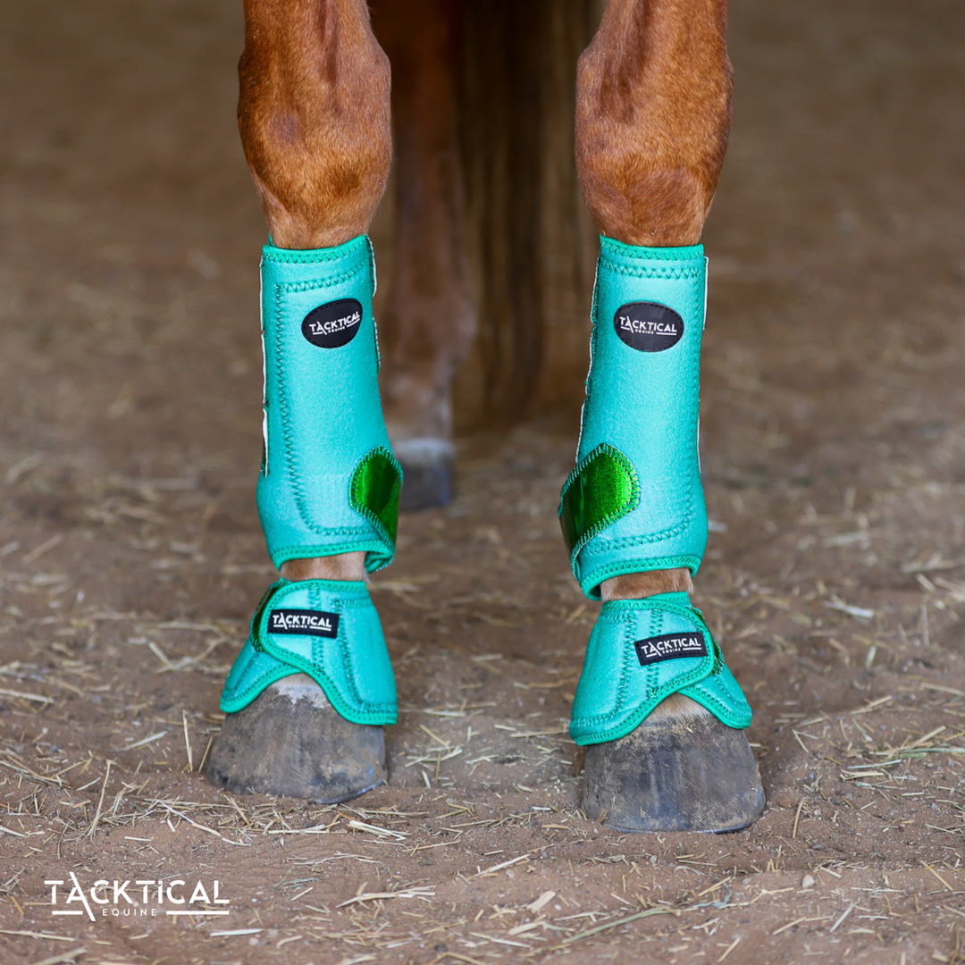 KELLY GREEN WITH SPARKLE VELCRO BELL BOOTS