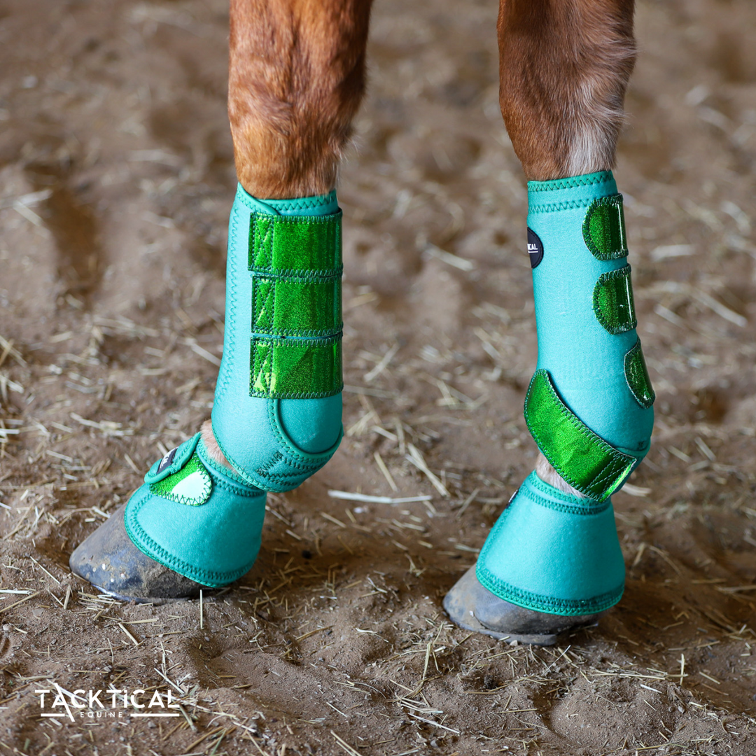 KELLY GREEN WITH SPARKLE VELCRO BELL BOOTS