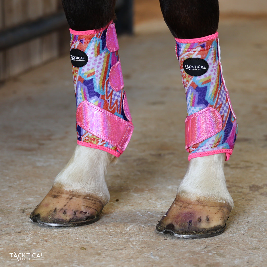 NEON LIGHTNING WITH SPARKLE VELCRO SPLINT BOOTS (PAIR)