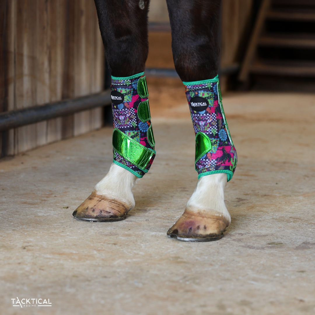 WESTERN NEON WITH SPARKLE VELCRO SPLINT BOOTS (PAIR)