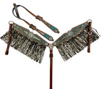 Load image into Gallery viewer, BEJEWELED METALLIC LEOPARD WITH FRINGE LEATHER TACK SET
