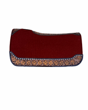 BURGUNDY TOOLED LEATHER SADDLE PAD