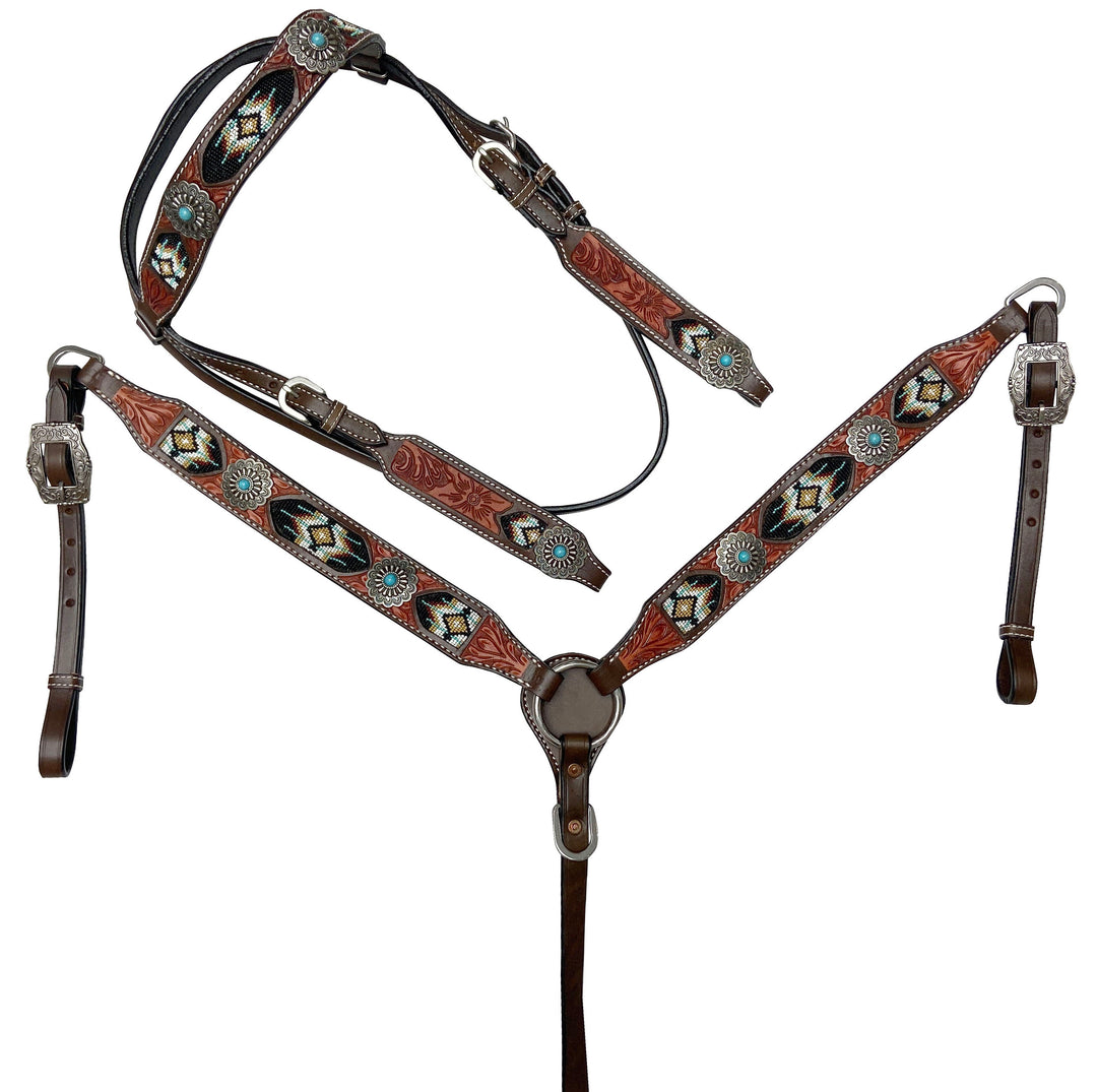 DESERT NIGHT BEADED INLAY LEATHER TACK SET
