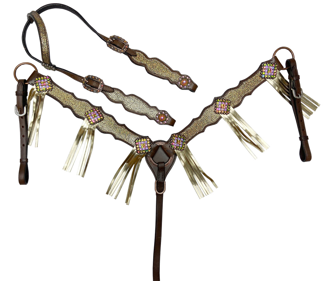 GOLDEN HOUR WITH FRINGE LEATHER TACK SET