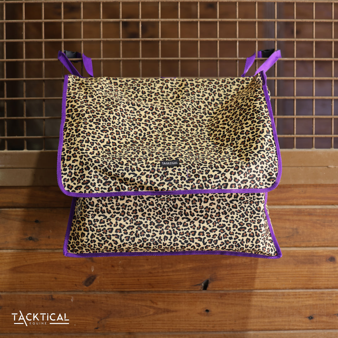 LEOPARD & PURPLE STALL FRONT BLANKET BAG