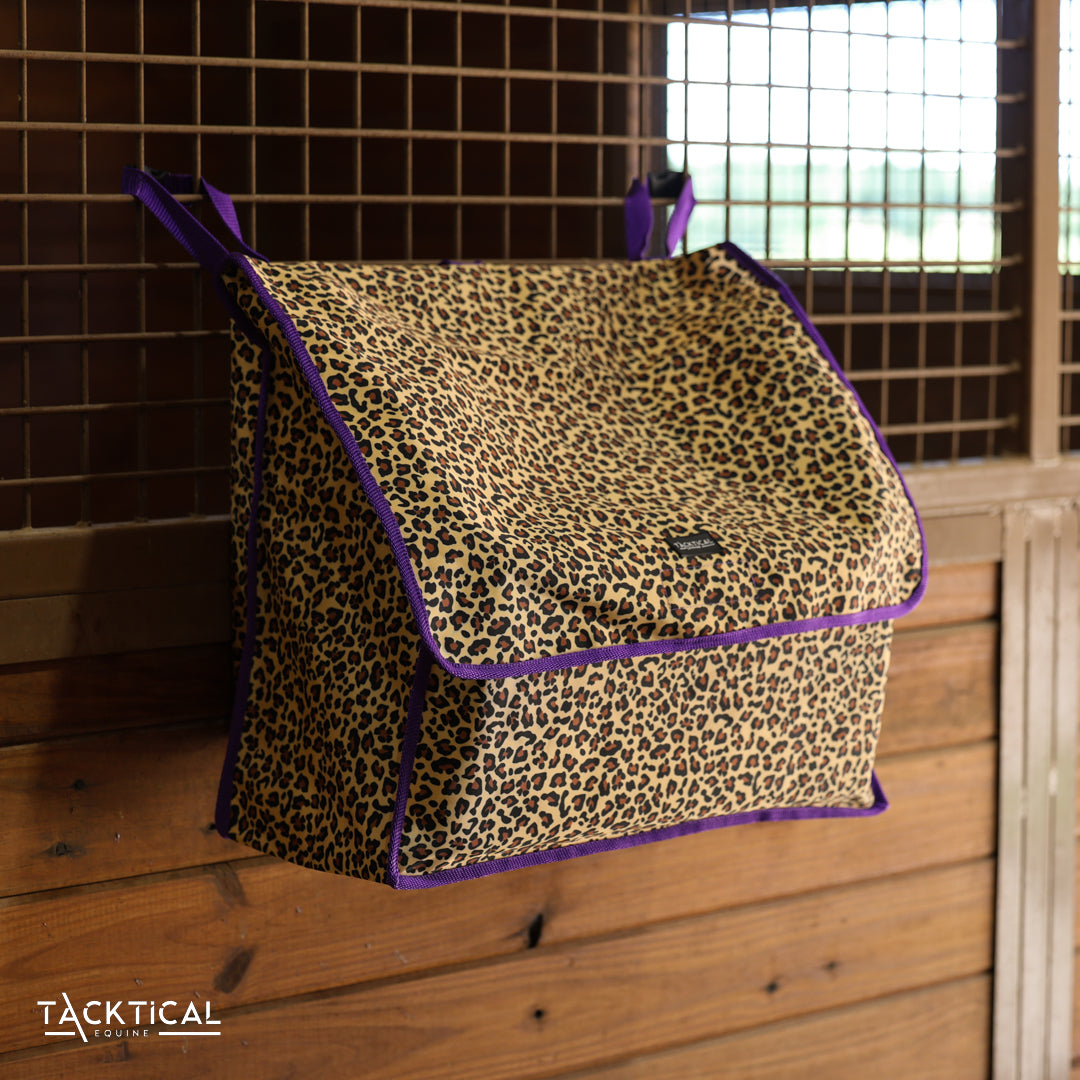 LEOPARD & PURPLE STALL FRONT BLANKET BAG