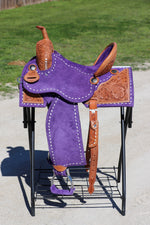 Load image into Gallery viewer, TACKTICAL PURPLE PHOENIX SADDLE - 14&quot;
