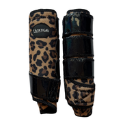 LEOPARD WITH BLACK SPARKLE VELCRO SPLINT BOOT (PAIR)