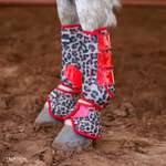 Load image into Gallery viewer, LEOPARD WITH RED SPARKLE VELCRO SPLINT BOOT (PAIR)