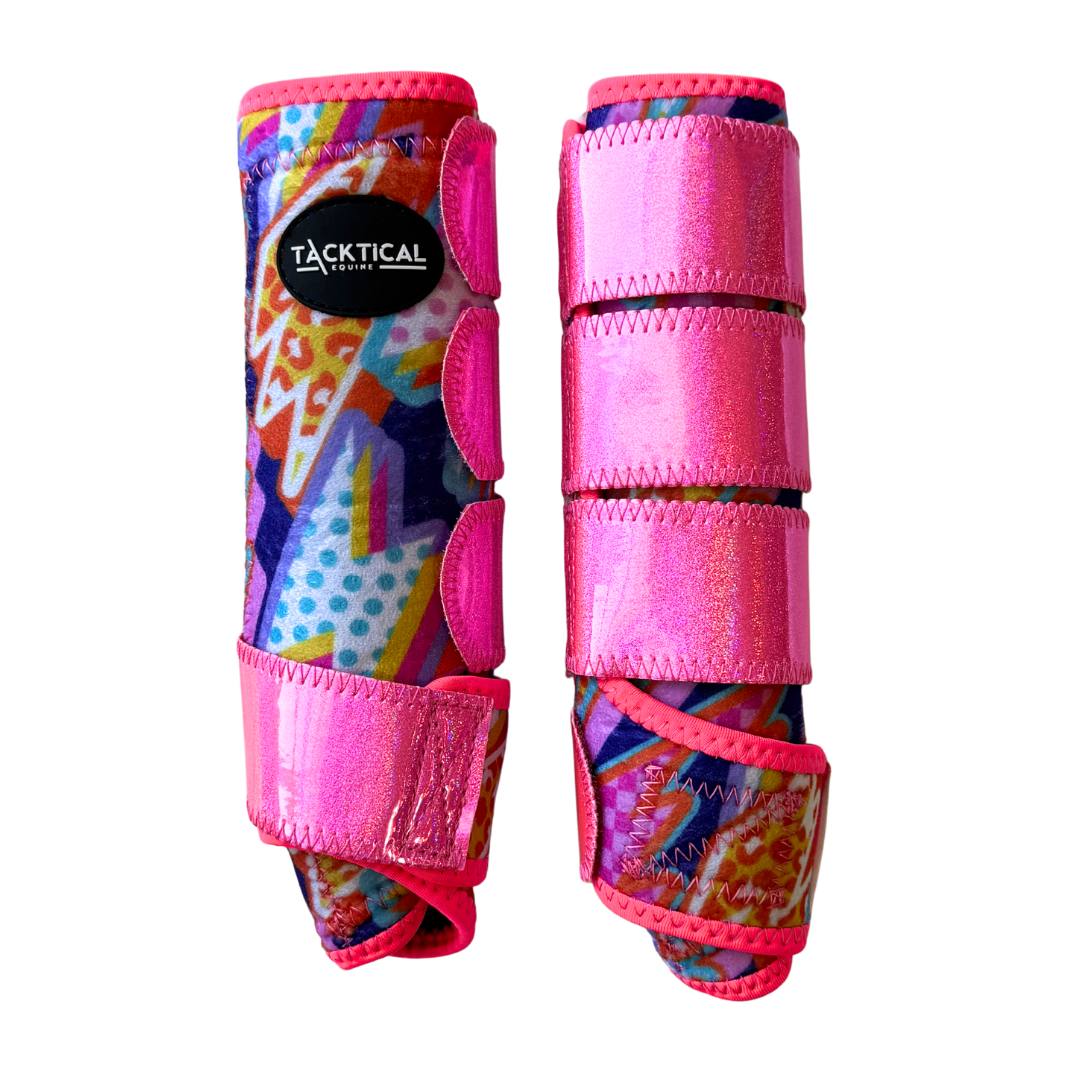 NEON LIGHTNING WITH SPARKLE VELCRO SPLINT BOOTS (PAIR)