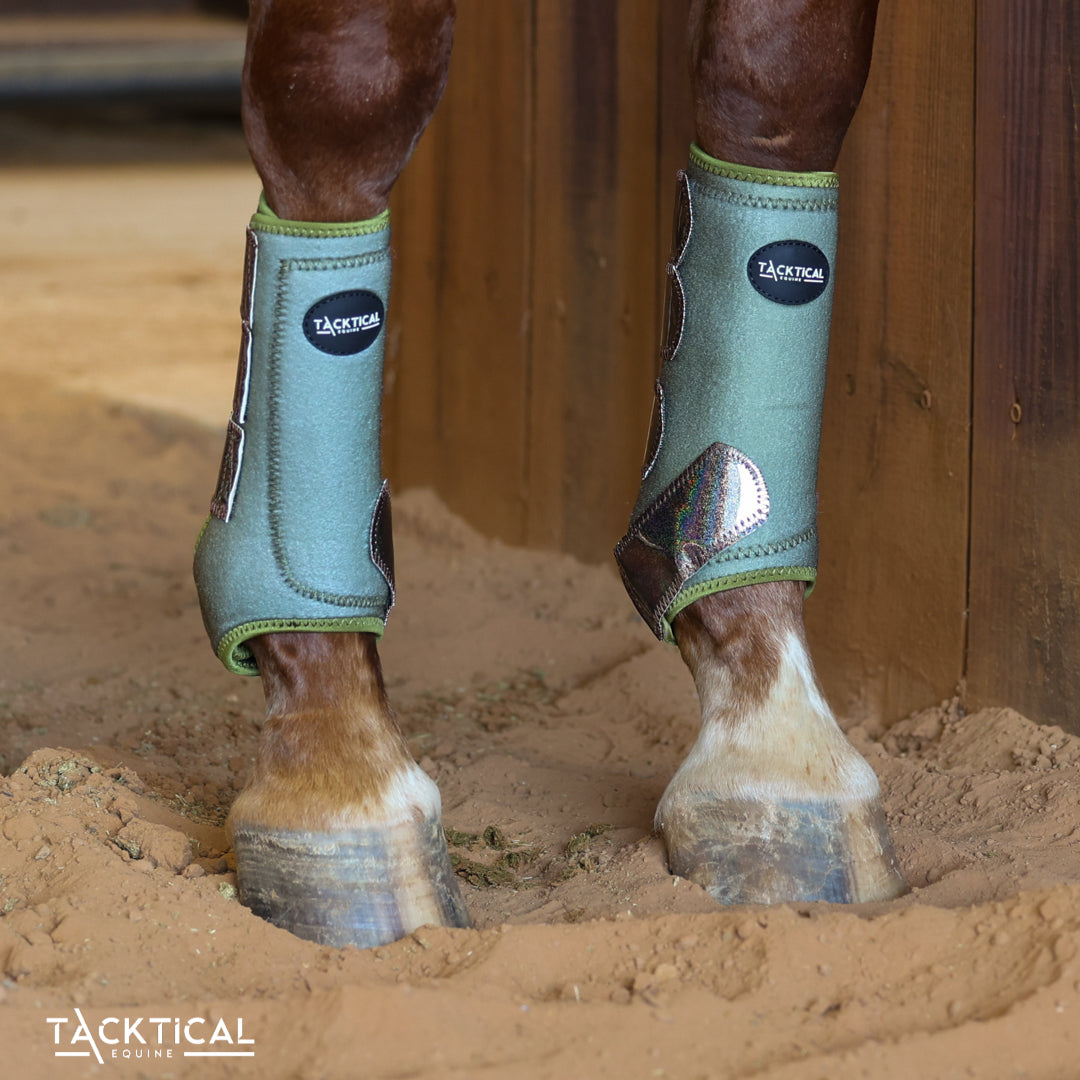 OLIVE WITH VELCRO SPARKLE SPLINT BOOTS (PAIR)