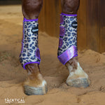 Load image into Gallery viewer, LEOPARD WITH PURPLE SPARKLE VELCRO SPLINT BOOT (PAIR)
