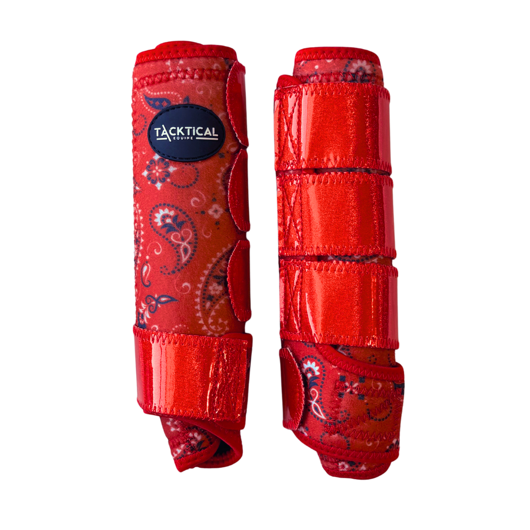 RED BANDANA WITH SPARKLE VELCRO SPLINT BOOTS (PA0IR)