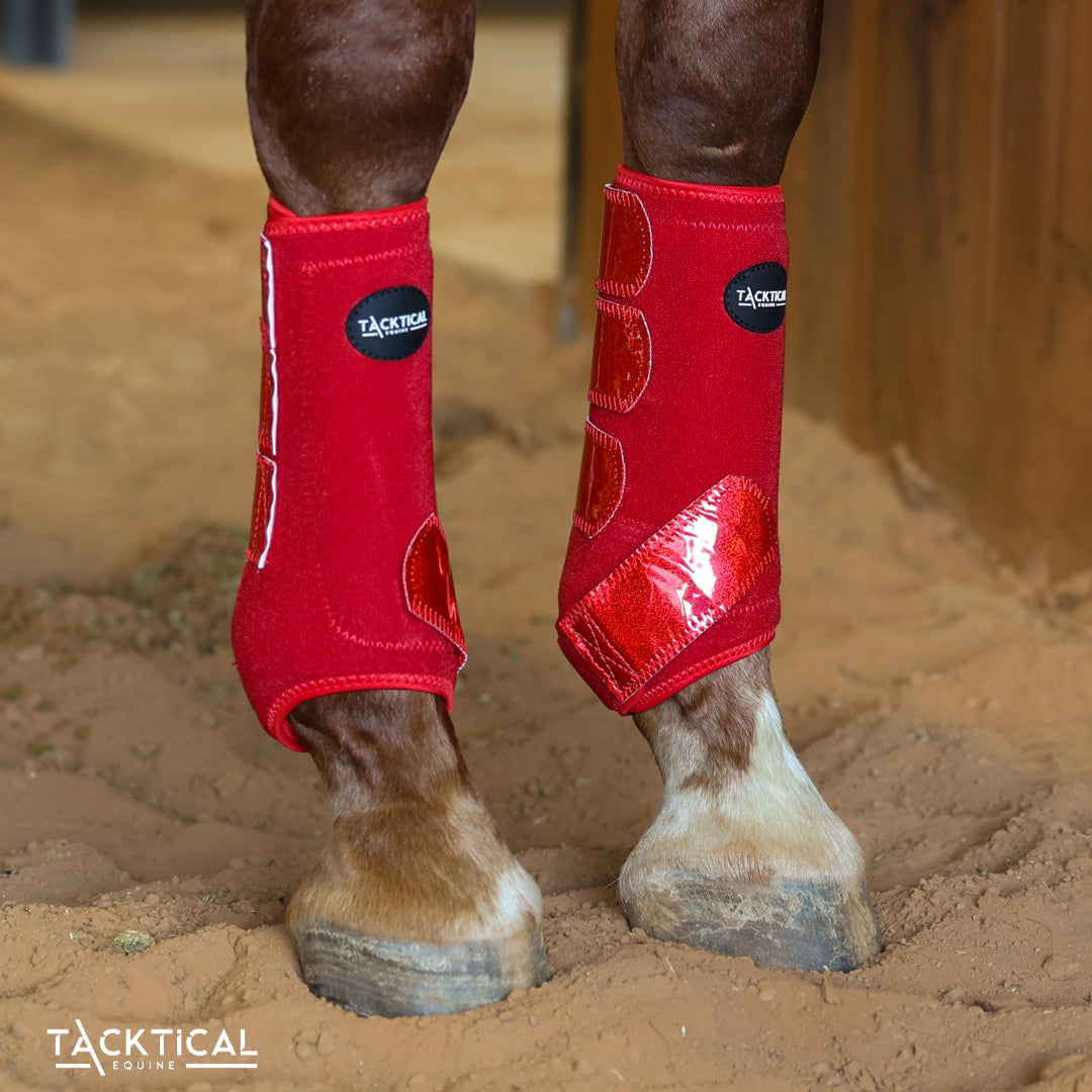 RED WITH SPARKLE VELCRO SPLINT BOOT (PAIR)