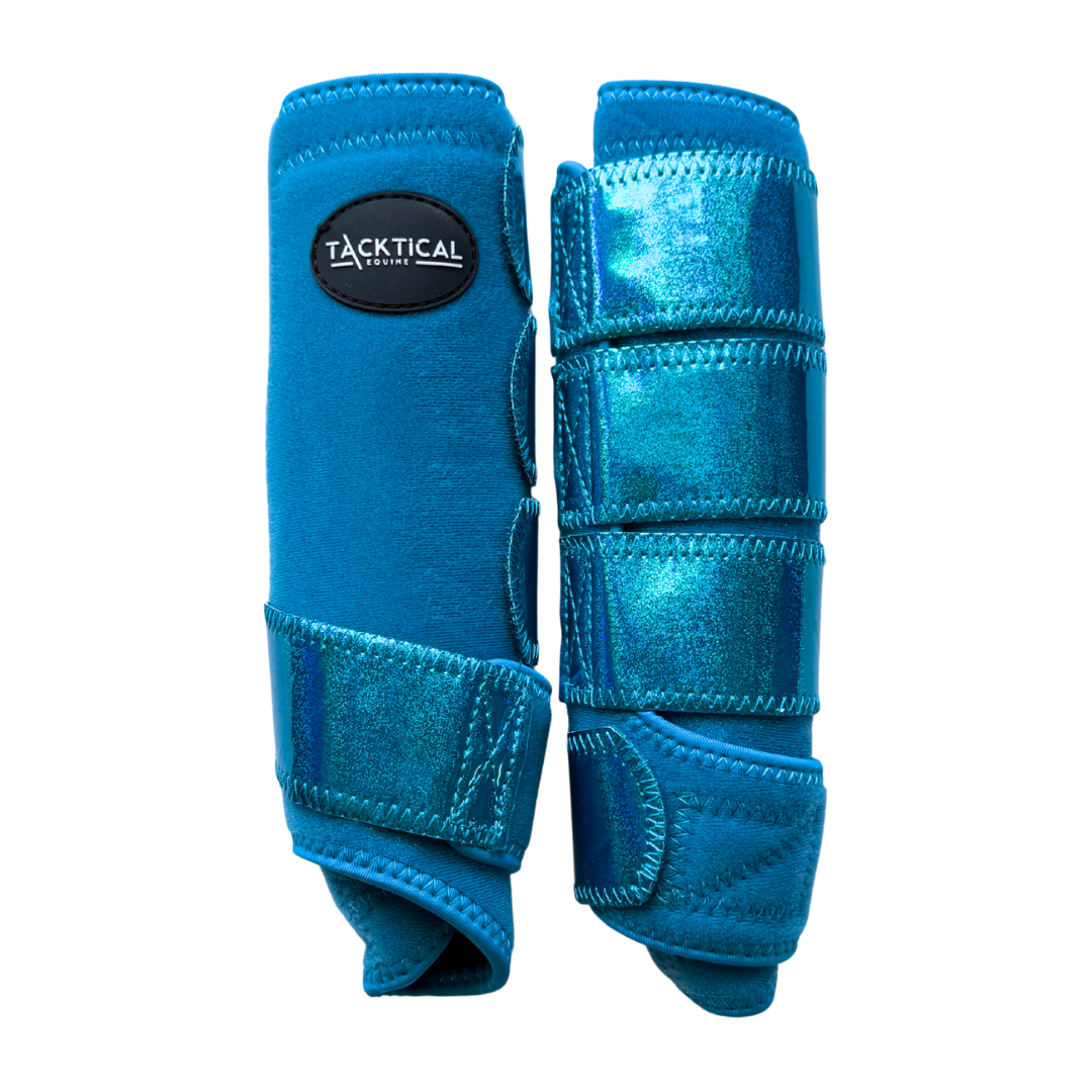 TURQUOISE WITH SPARKLE VELCRO SPLINT BOOT (PAIR)