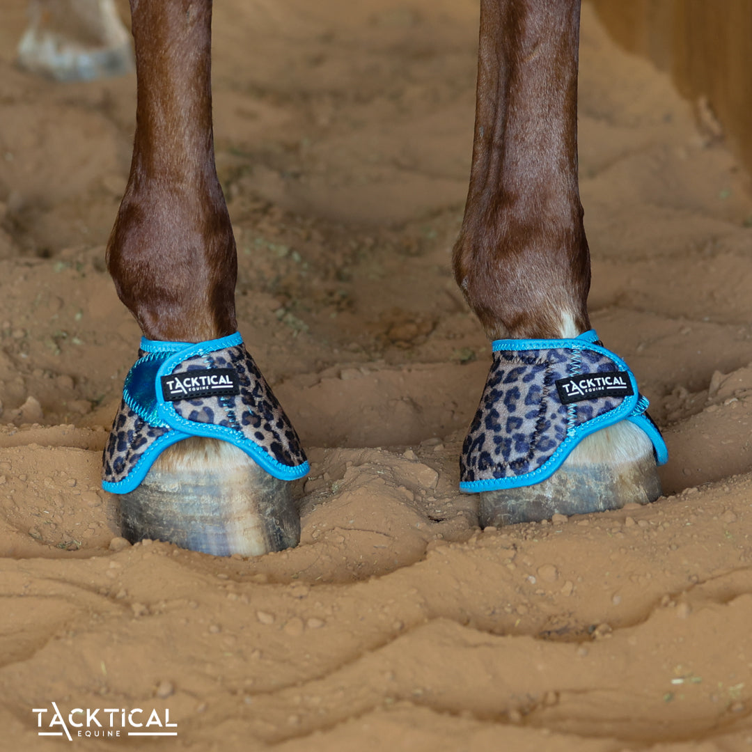 LEOPARD WITH TURQUOISE SPARKLE VELCRO BELL BOOTS