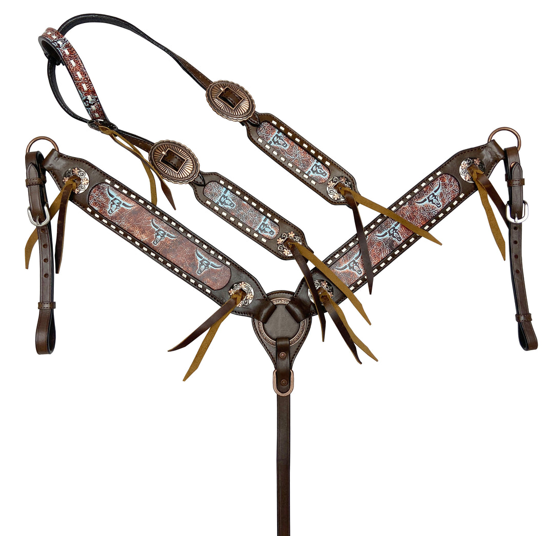 WEATHERED STEER TRADITIONAL LEATHER TACK SET