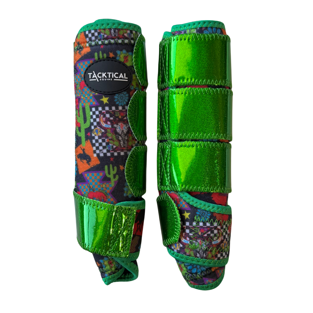 WESTERN NEON WITH SPARKLE VELCRO SPLINT BOOTS (PAIR)
