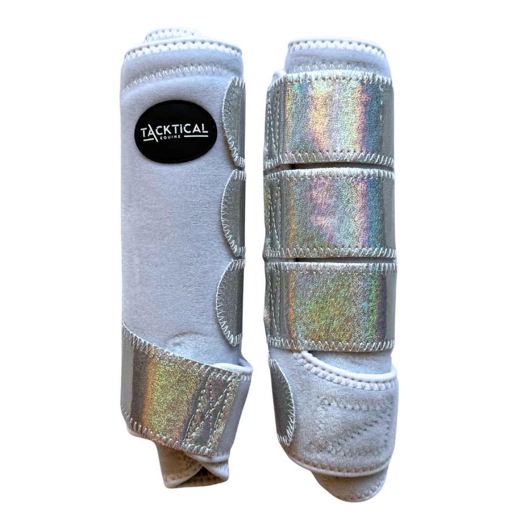 WHITE WITH SPARKLE VELCRO SPLINT BOOT (PAIR)